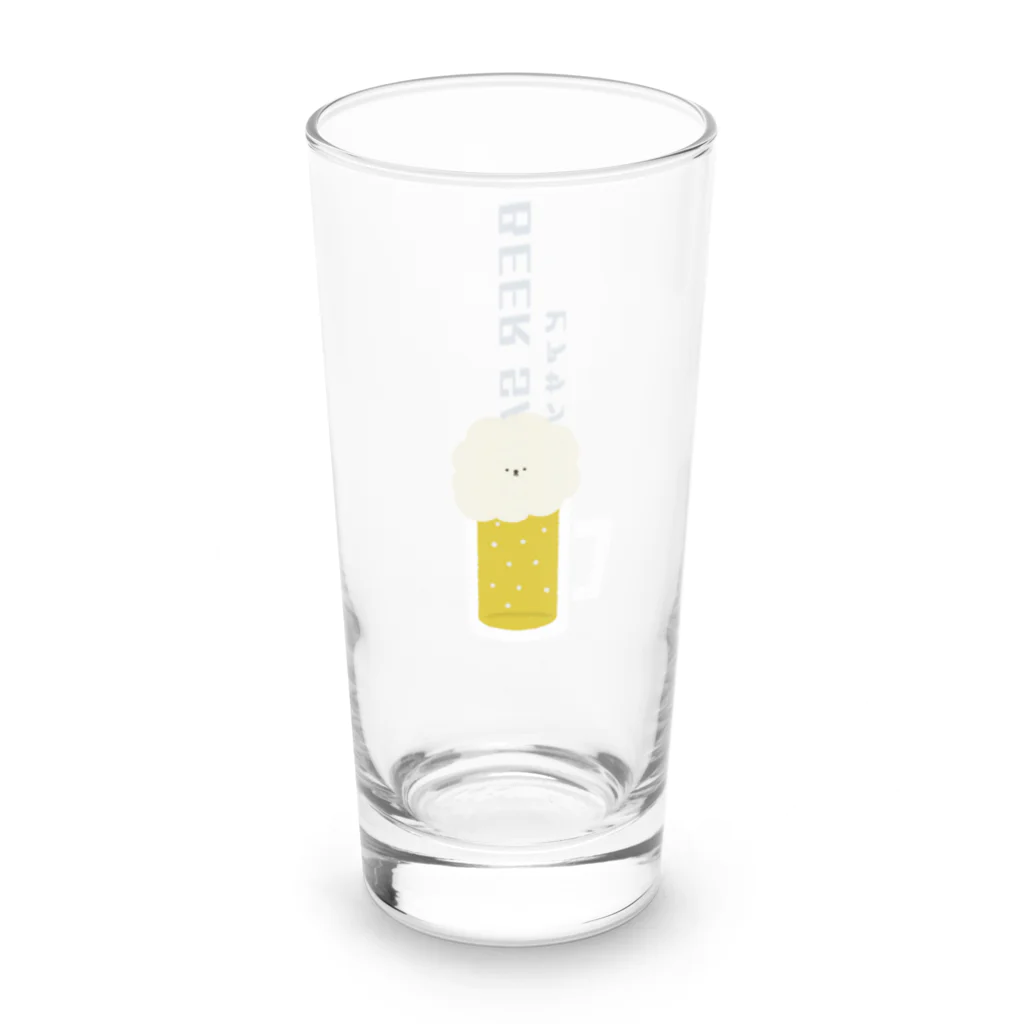 3本しっぽのビションフリーゼのBEER SANBON あおいろロンググラス Long Sized Water Glass :left