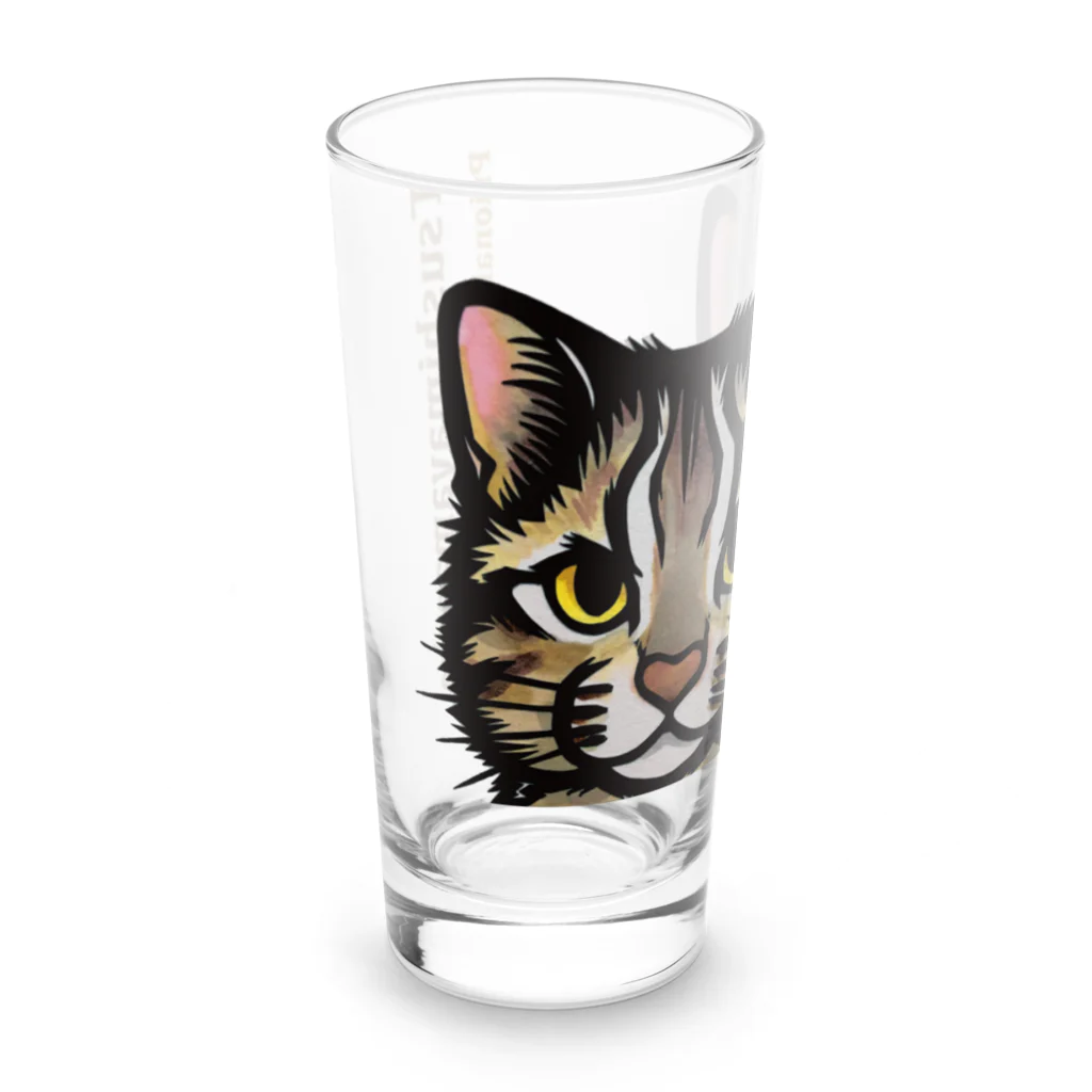 やまねこショップSUZURI支店の顔ばーんグラス Long Sized Water Glass :left