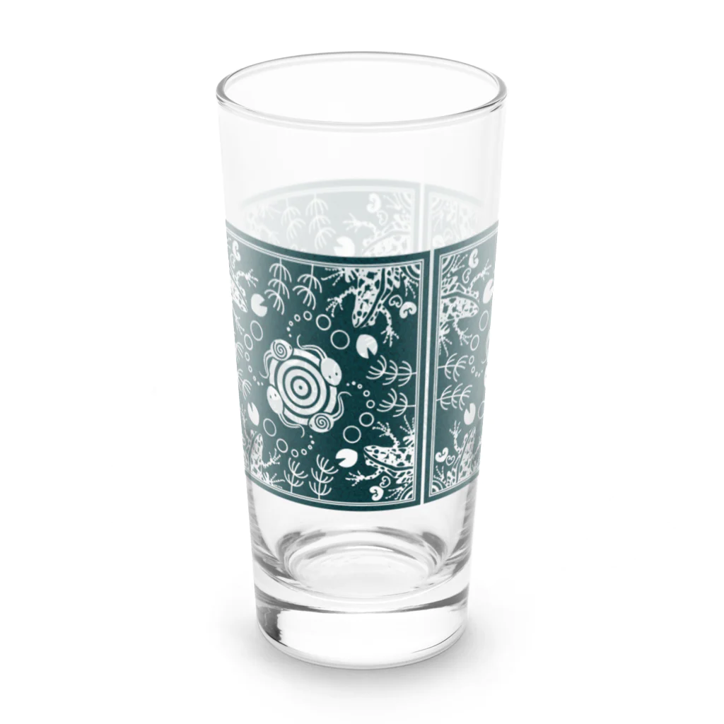 くいなの母のぬまがえるのぬま(レトロタイル風大) Long Sized Water Glass :left