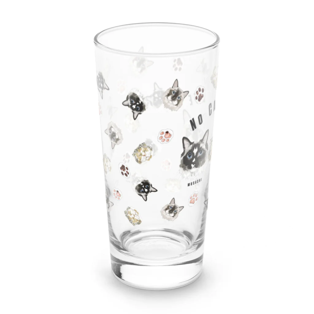 みきぞーん｜保護猫 ミッキー画伯と肉球とおともだちのmusashi & yuzu & kojiro Long Sized Water Glass :left