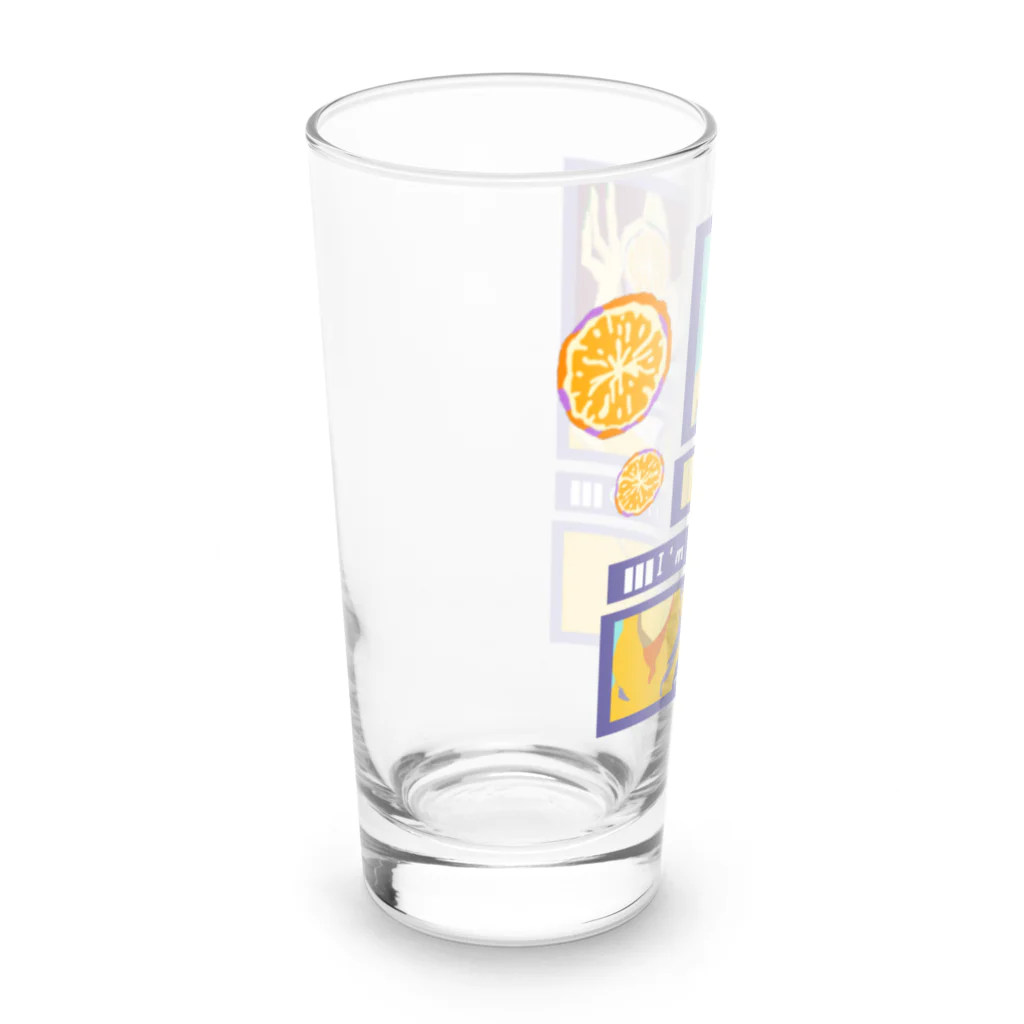 GOODS SHOP【そぞろな小窓】 SUZURI店の【I'm lovin' it! :D -orange-】 Long Sized Water Glass :left