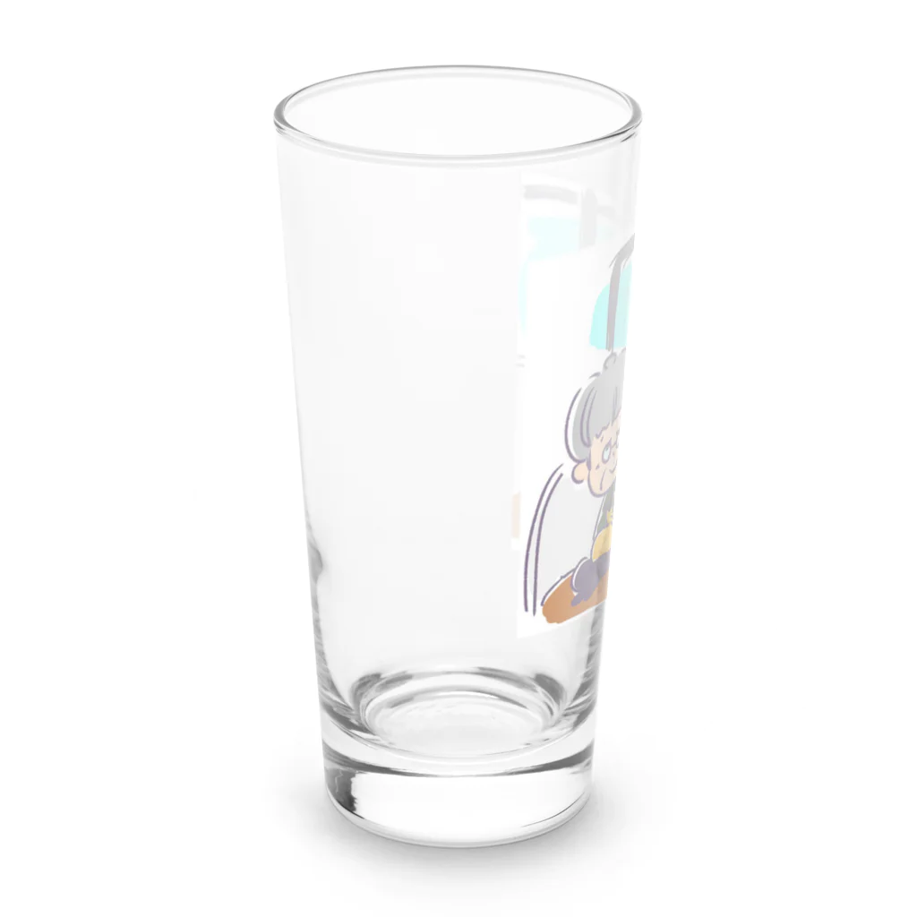 🥖こげぱん🐾のこげぱんカバ　電車に乗る Long Sized Water Glass :left