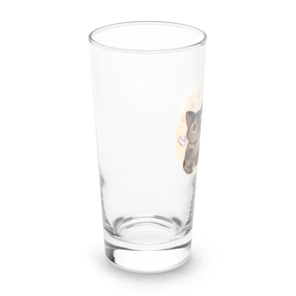 ねこほうチャンネル公式グッズのハムモモ平和チームイラストグッズ Long Sized Water Glass :left