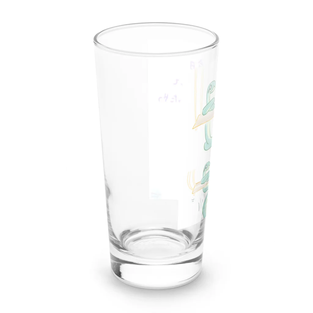 マッスルくじらパンチ🍹の力もちアオダイショウちゃん Long Sized Water Glass :left