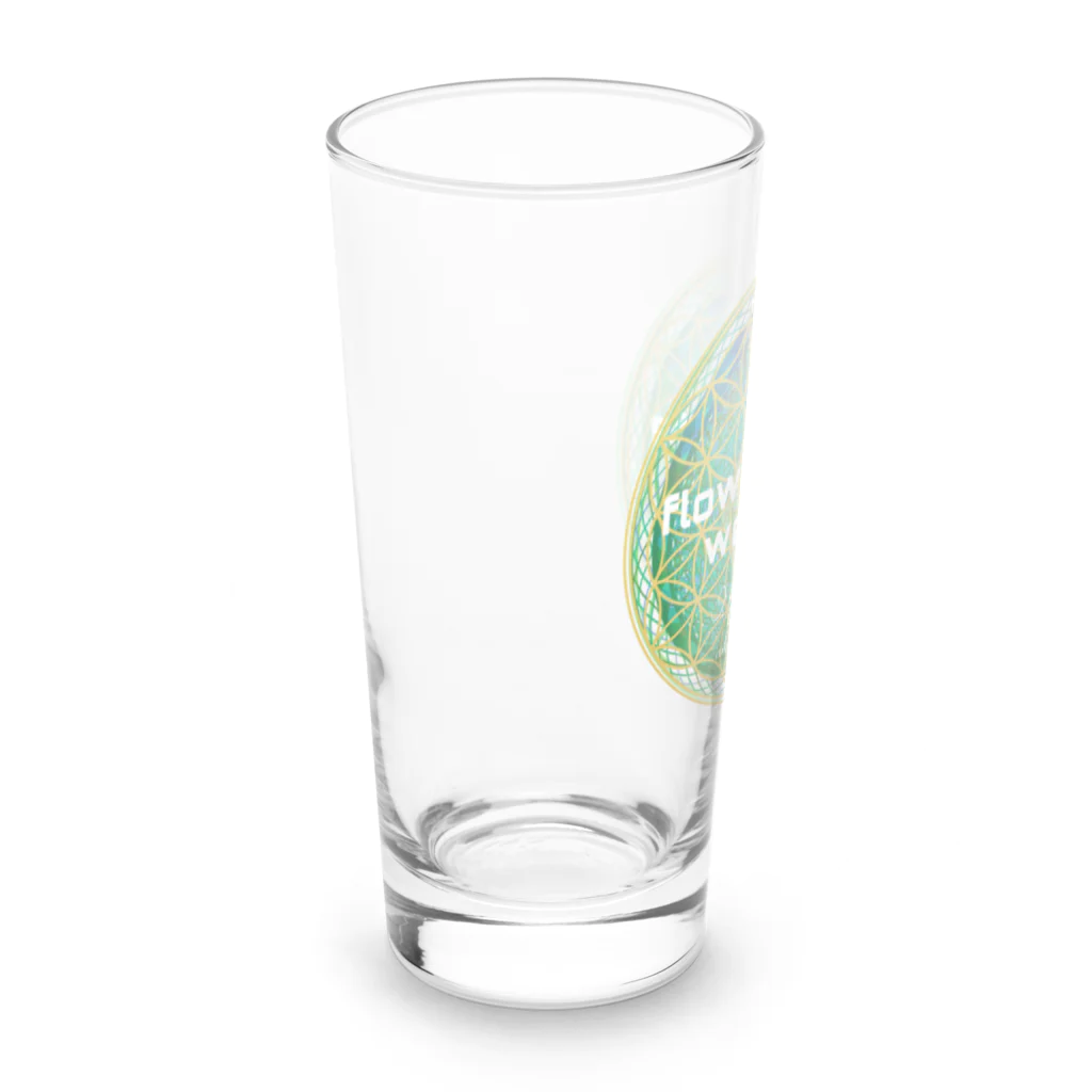 💖宇宙整体♪🌈♪こころからだチャンネル♪💖のFlower of  Life waving  🌈LOGO version Long Sized Water Glass :left