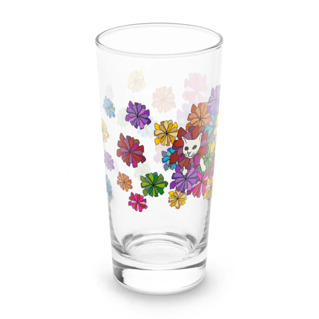 うめぼしととまととごはん。のにゃんこ花畑。 Long Sized Water Glass :left