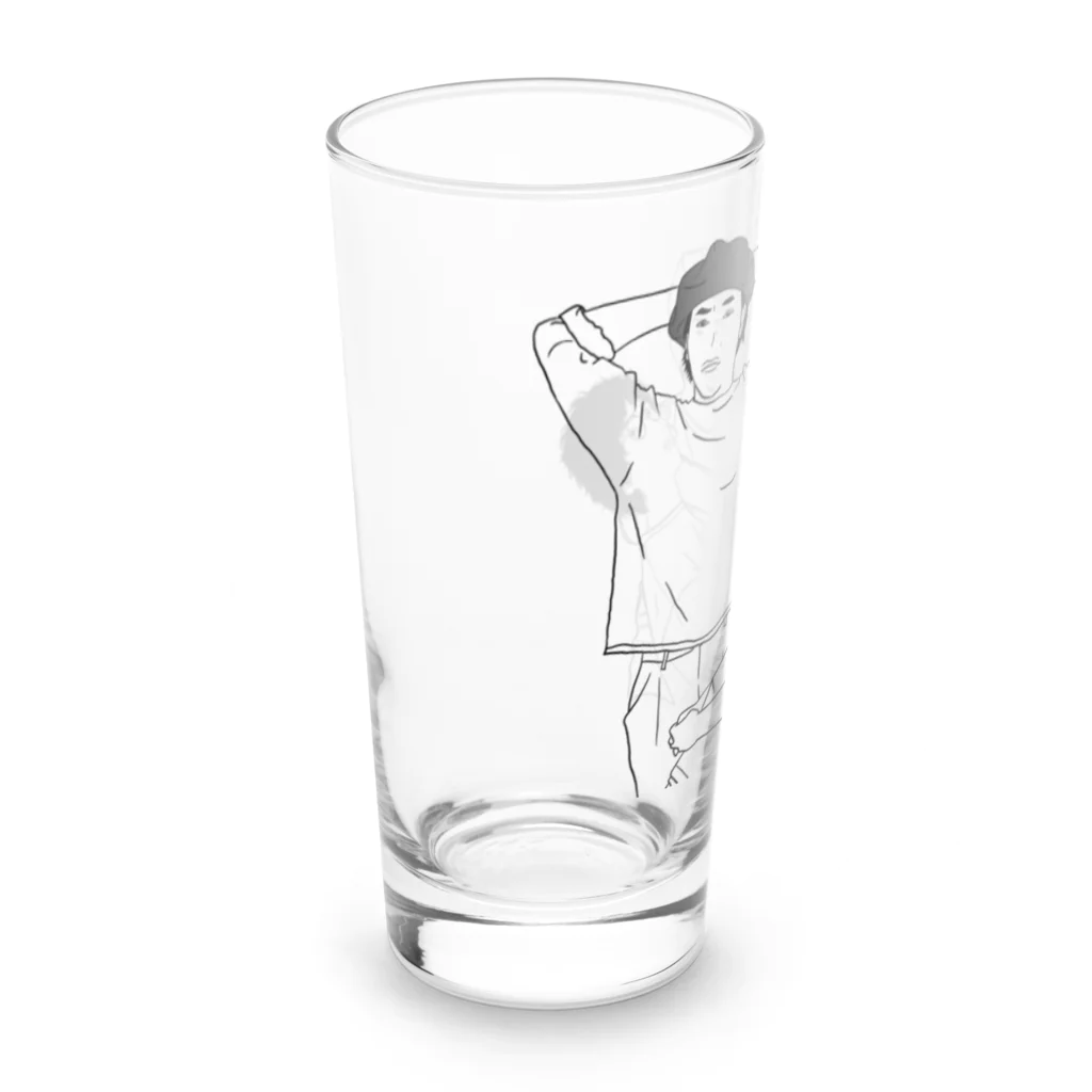 ビアくま ファクトリーの福岡の人気ビアバー店員グラス【モノクロ】 ロンググラス左面