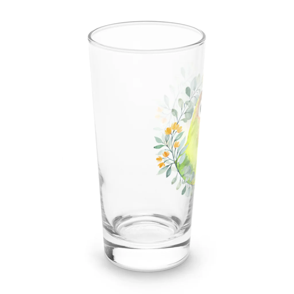 mariechan_koboの020 クロカミインコ(ハイブリッド)　オレンジ小花のリース Long Sized Water Glass :left