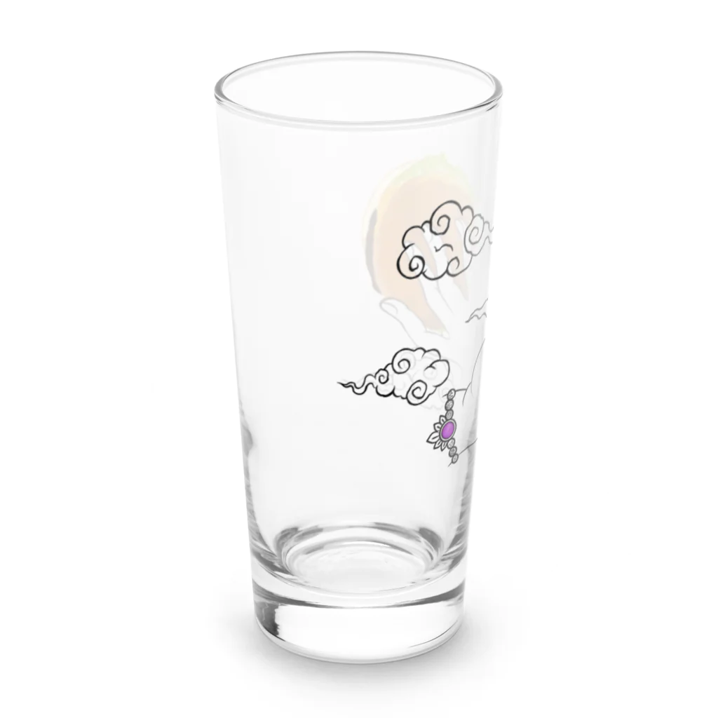 チャンドラのハンバーガーを持つ仏さま Long Sized Water Glass :left