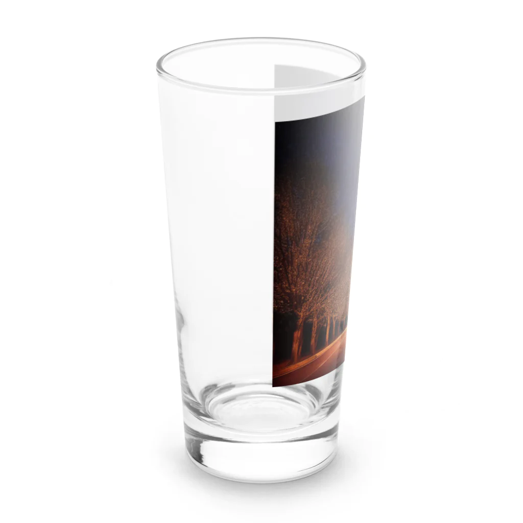 ミラくまのイルミネーションの並木道 Long Sized Water Glass :left