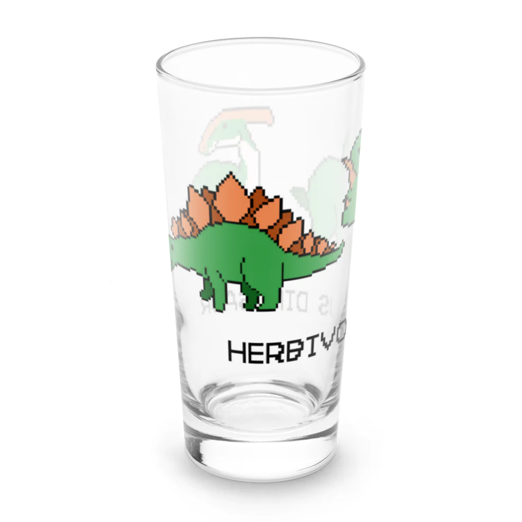 黒猫とカンパニュラの【ドット絵】植物食恐竜(HERBIVOROUS DINOSAUR) Long Sized Water Glass :left