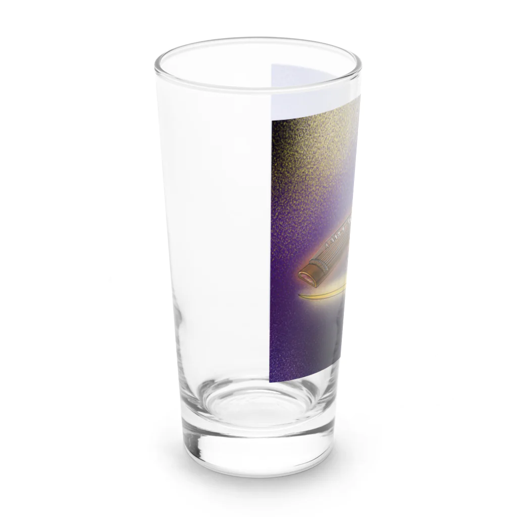 箏譜職人 織姫の箏と桜（箏譜「荒城の月」イメージ画像）正方形 Long Sized Water Glass :left