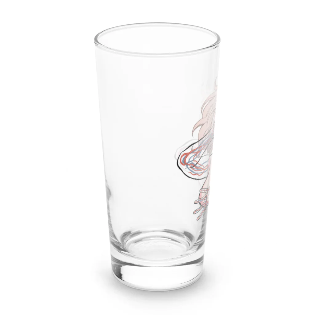 臼野太郎のわくわくショップのピンク髪の血管見え子ちゃん Long Sized Water Glass :left