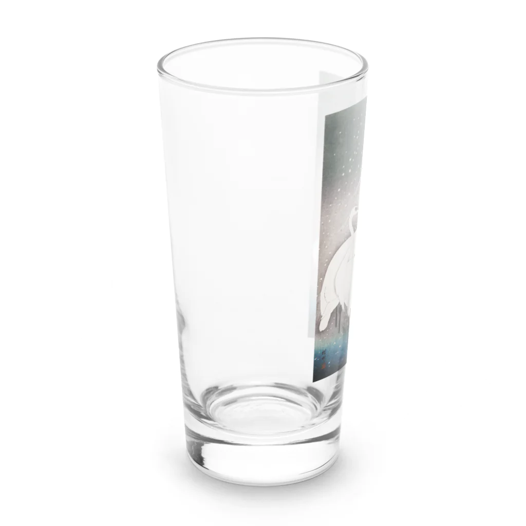 MUGEN ARTの小原古邨　雪中群鷺（白鷺の群れ）日本のアートTシャツ＆グッズ Long Sized Water Glass :left