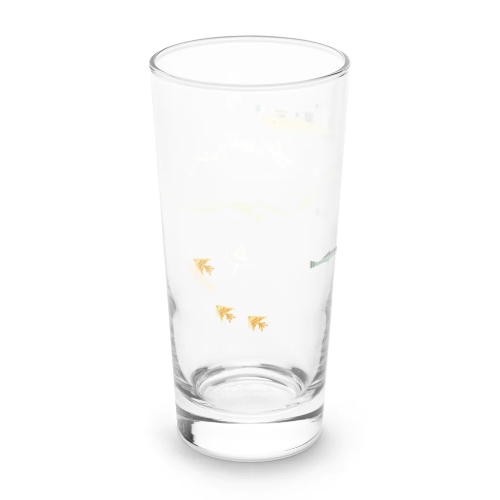 asamuukaの魚釣りをするおこじょくん Long Sized Water Glass :left