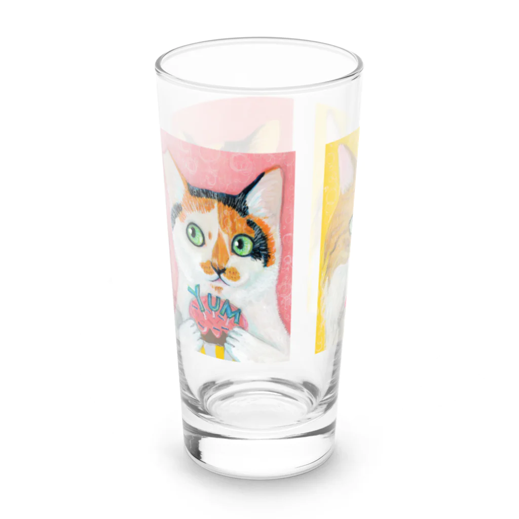 のっぴきならない。ラインスタンプ発売中の三毛女トリオ　 Long Sized Water Glass :left