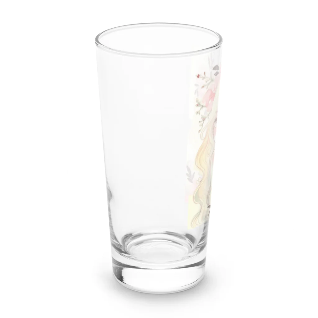 天道虫のPink Flower Hair Long Sized Water Glass :left