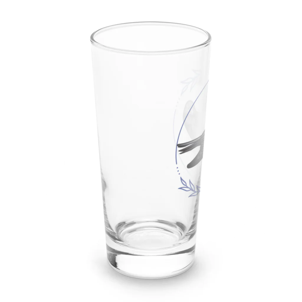 やちよ｜リアル鳥イラストのハシボソガラスさん Long Sized Water Glass :left