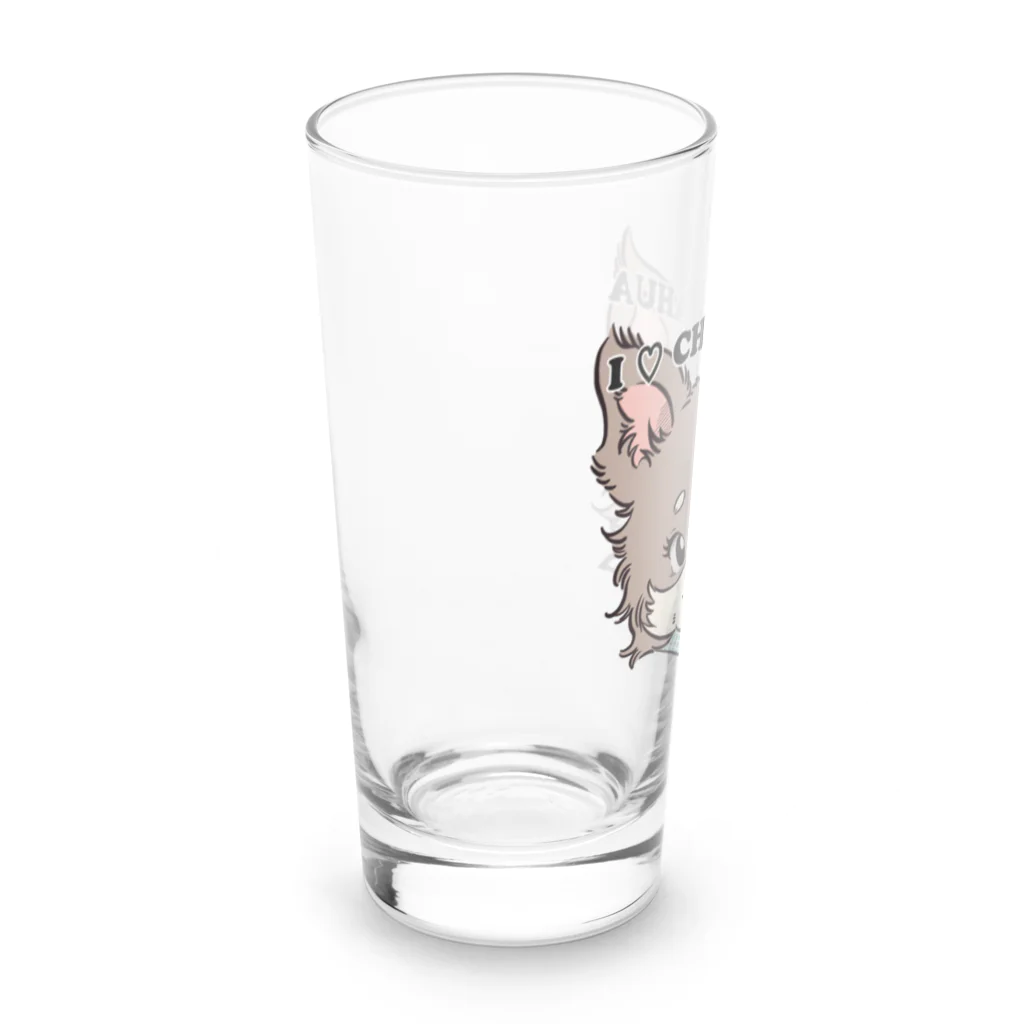 チャリティーグッズ-犬専門デザインのチワワ-チョコタン「I♡CHIHUAHUA」 Long Sized Water Glass :left