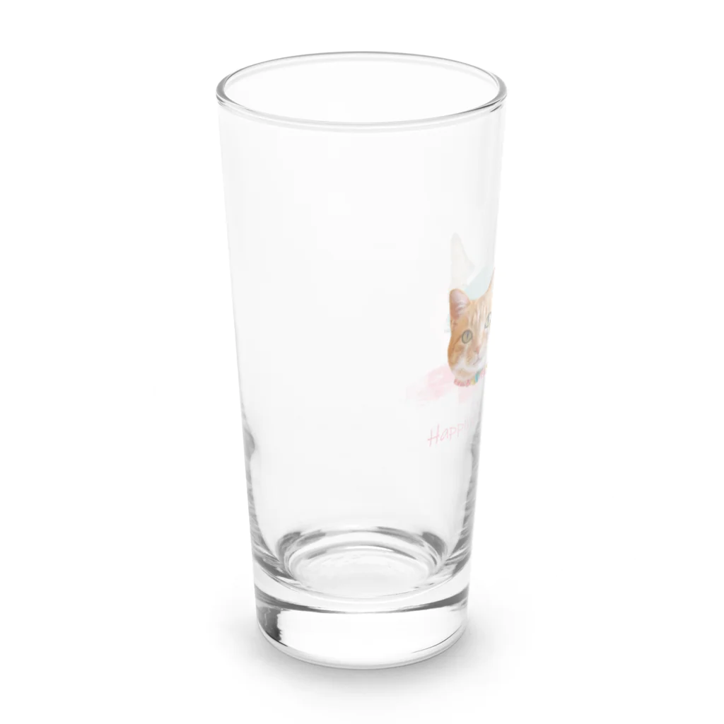 ナナちゃん・ポンちゃんのお店【SUZURI支店】のまんまるねこ Long Sized Water Glass :left