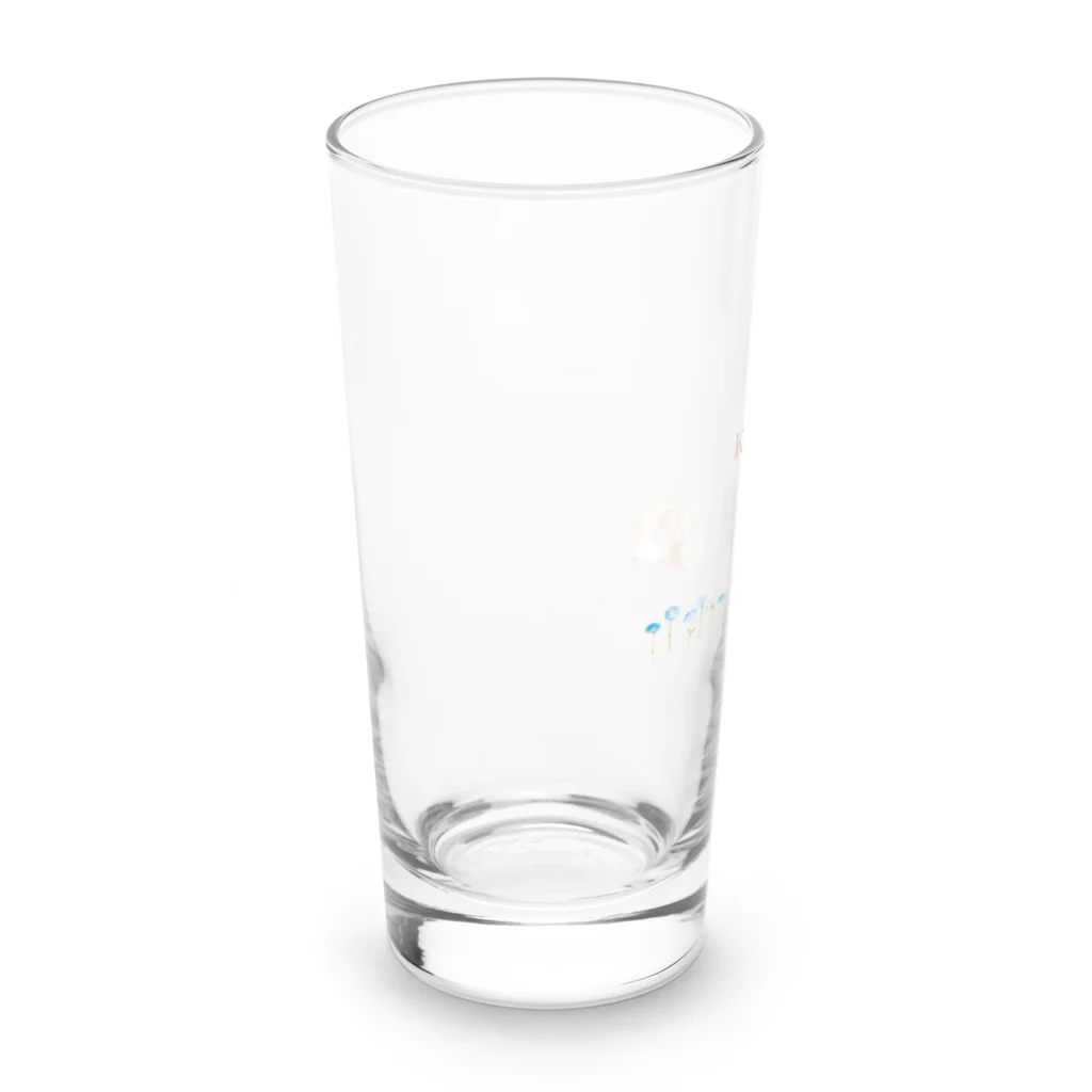 雛乃の文鳥グッズ屋さんのキンカチョウのネモフィラデザイン Long Sized Water Glass :left