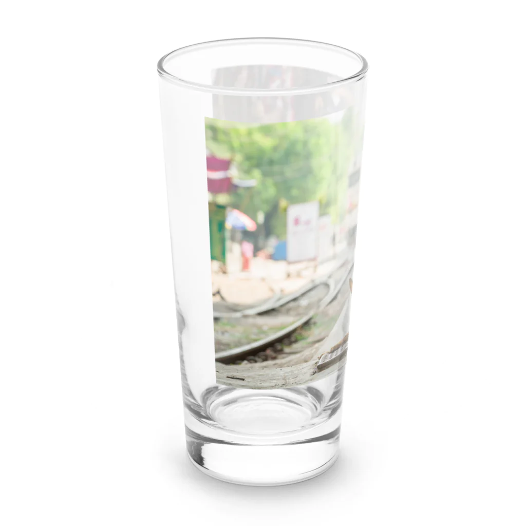 Second_Life_of_Railwaysのマンダレー駅に住む子犬とキハ40系 Long Sized Water Glass :left