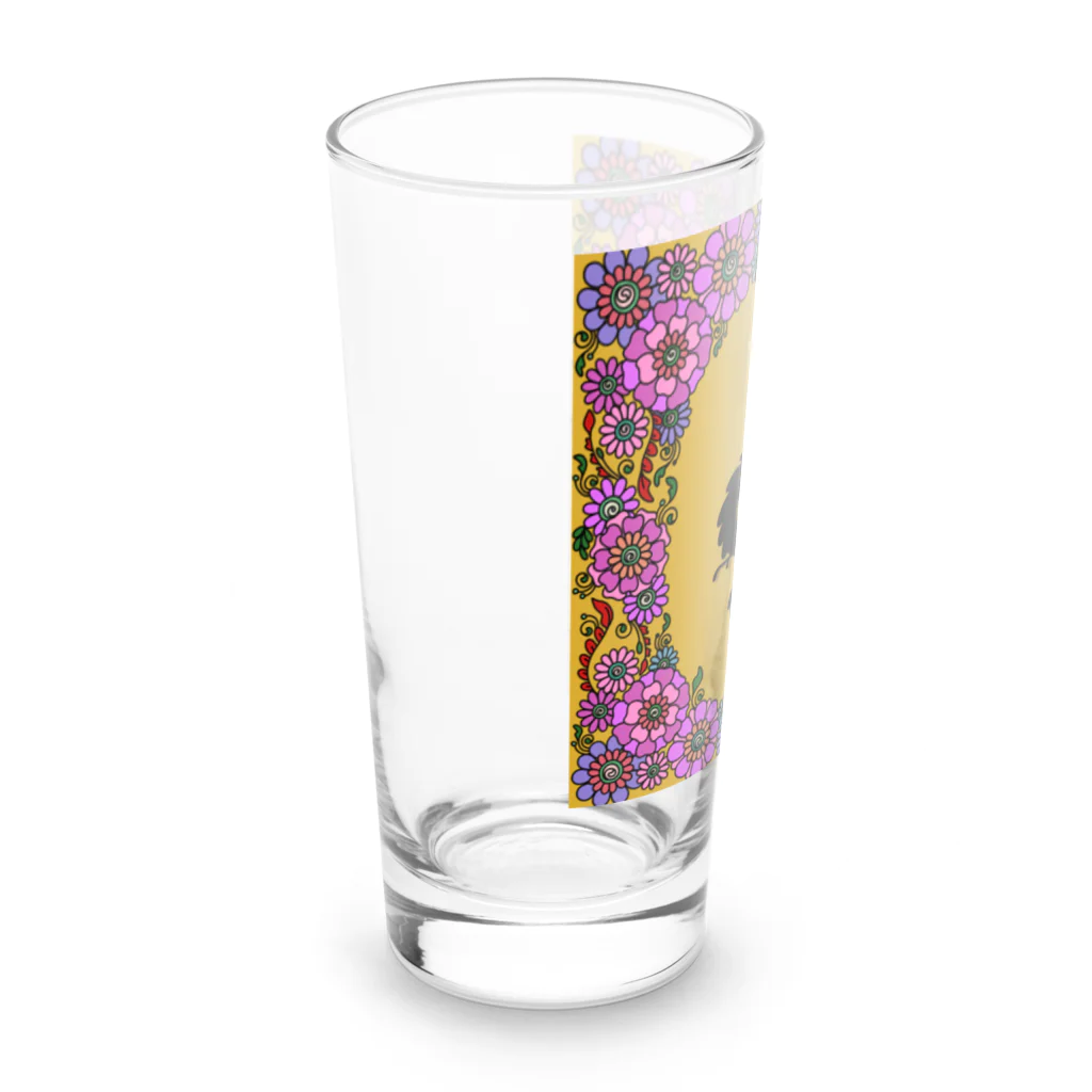 チャンドラのかわいい龍とお花 Long Sized Water Glass :left