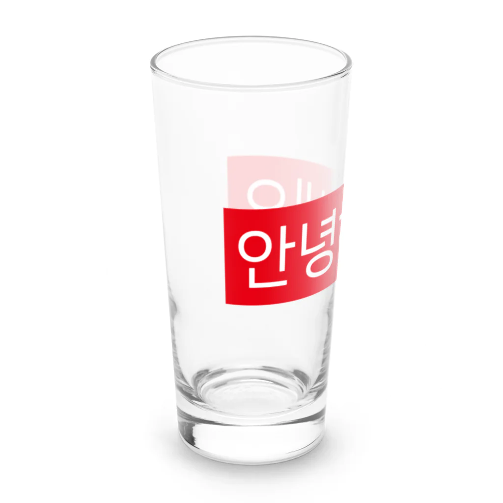 한글팝-ハングルポップ-HANGEUL POP-の안녕하세요-アンニョンハセヨ- 赤ボックスロゴ Long Sized Water Glass :left