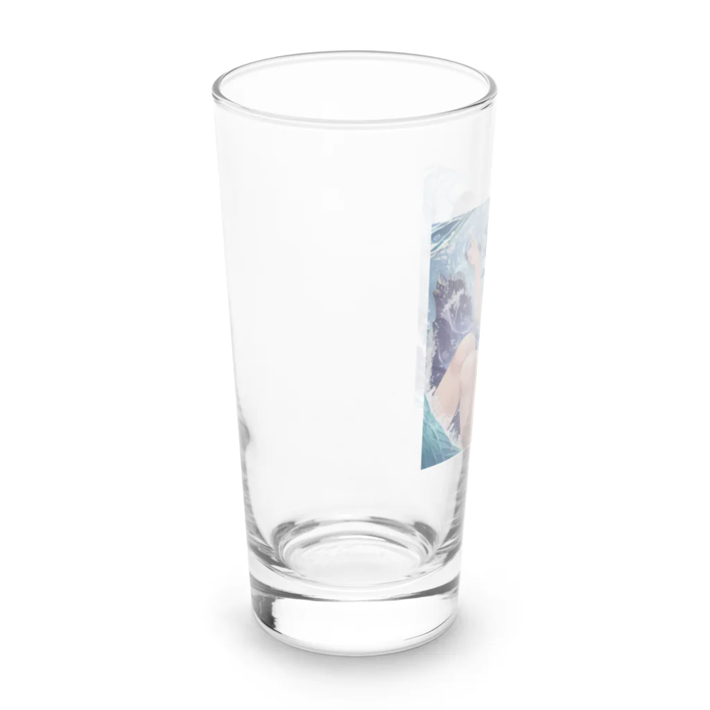 kaz-uのデザインイラストの夏開放潤美ちゃん Long Sized Water Glass :left