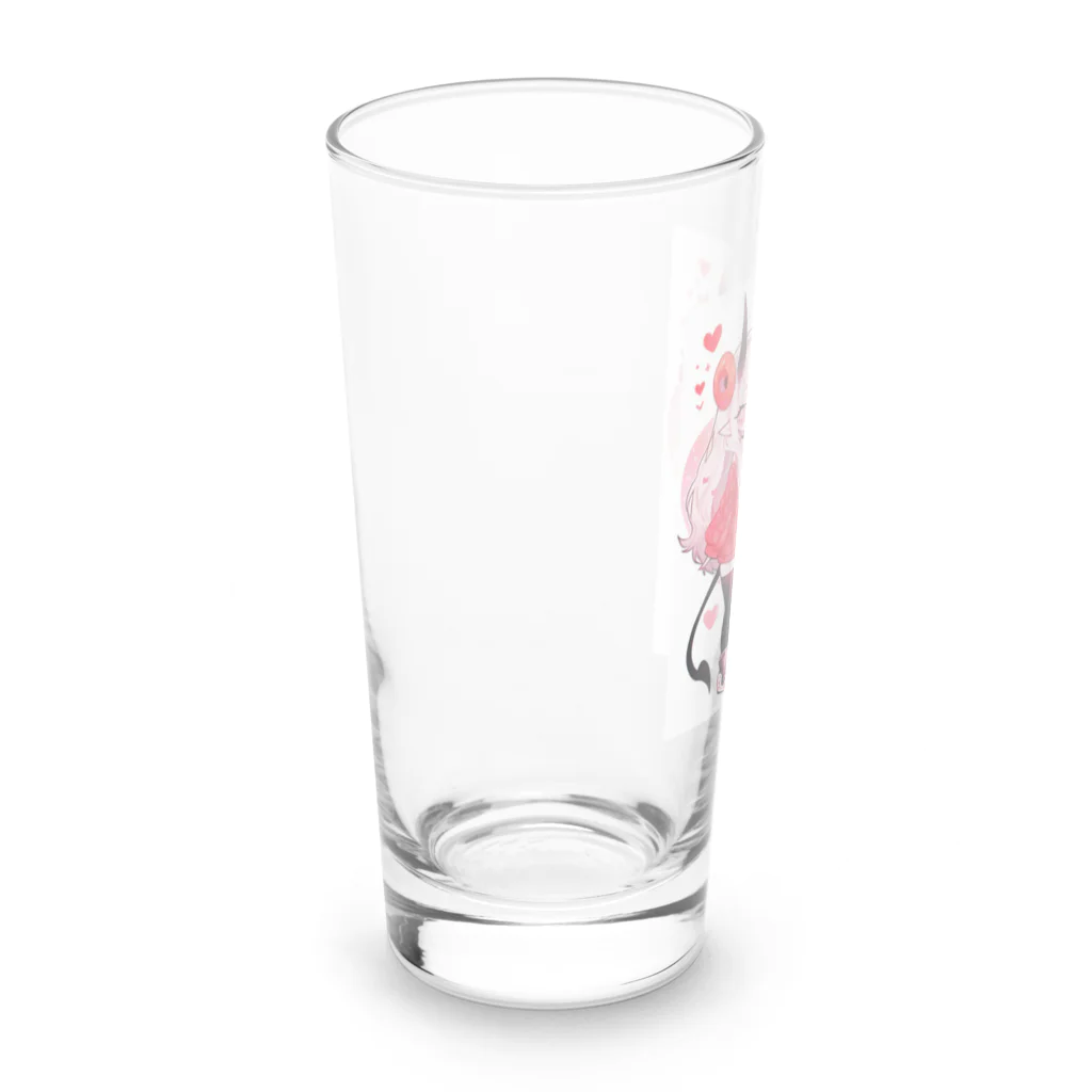 Twitterを忘れないのピーチクリームドーナツとブラックレッドサンゴ Long Sized Water Glass :left