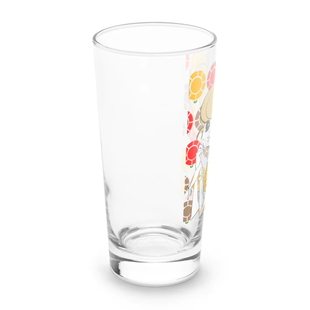 ART705のレトロ可愛いポニーテール女子 Long Sized Water Glass :left