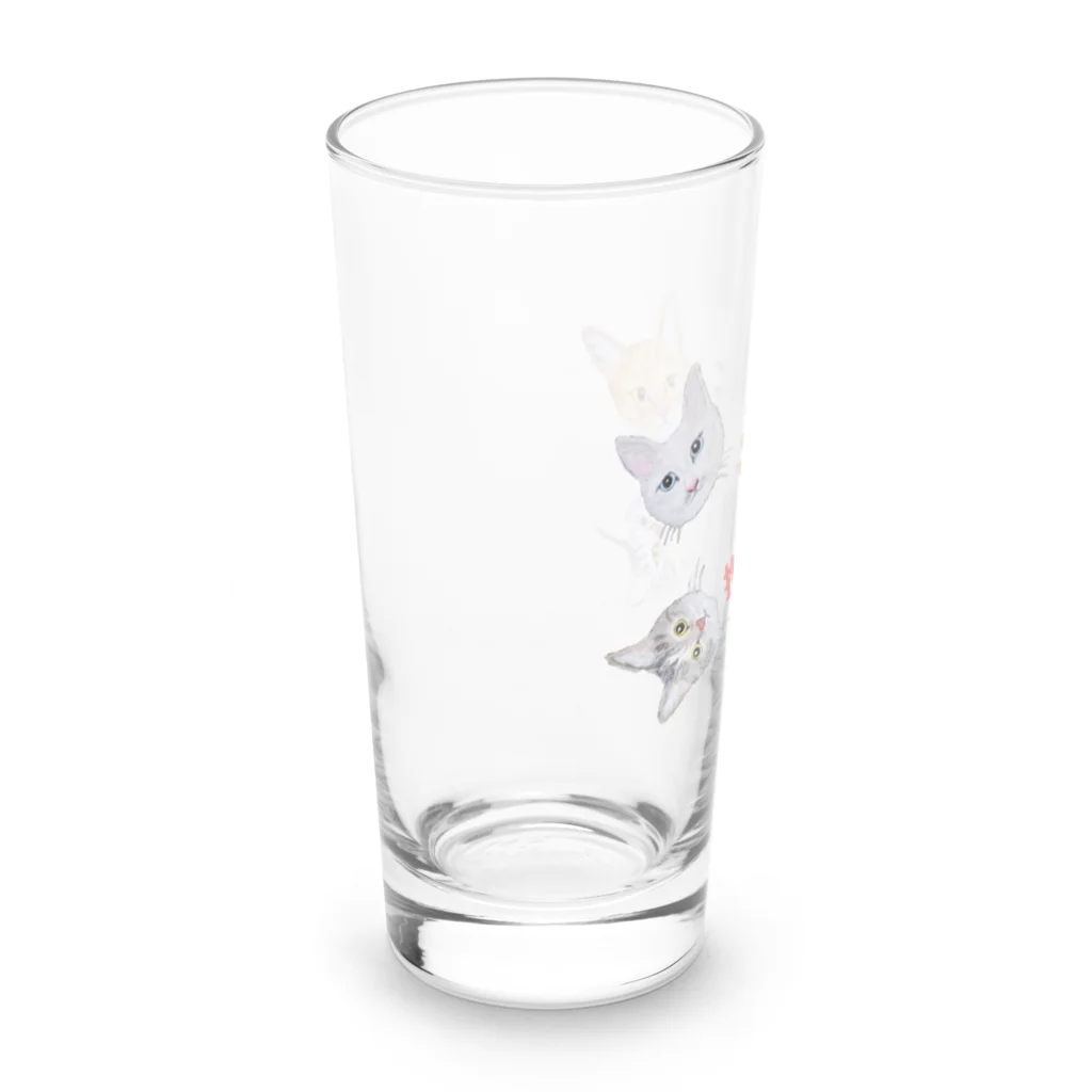 れいにゃん堂&れいにゃあ～と😺のチョークアートのとにかく猫推し😺 Long Sized Water Glass :left