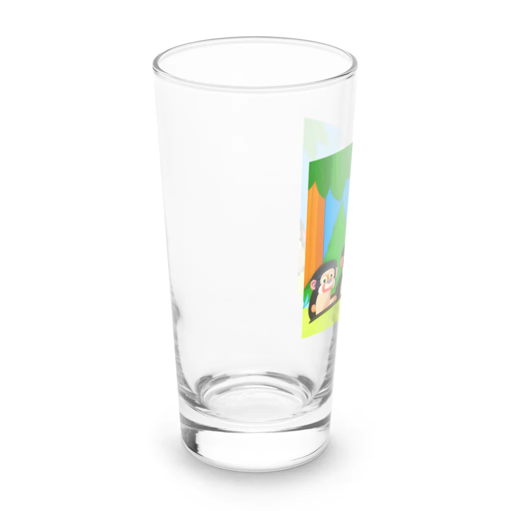 cocodonの森の中のマントヒヒ親子 Long Sized Water Glass :left