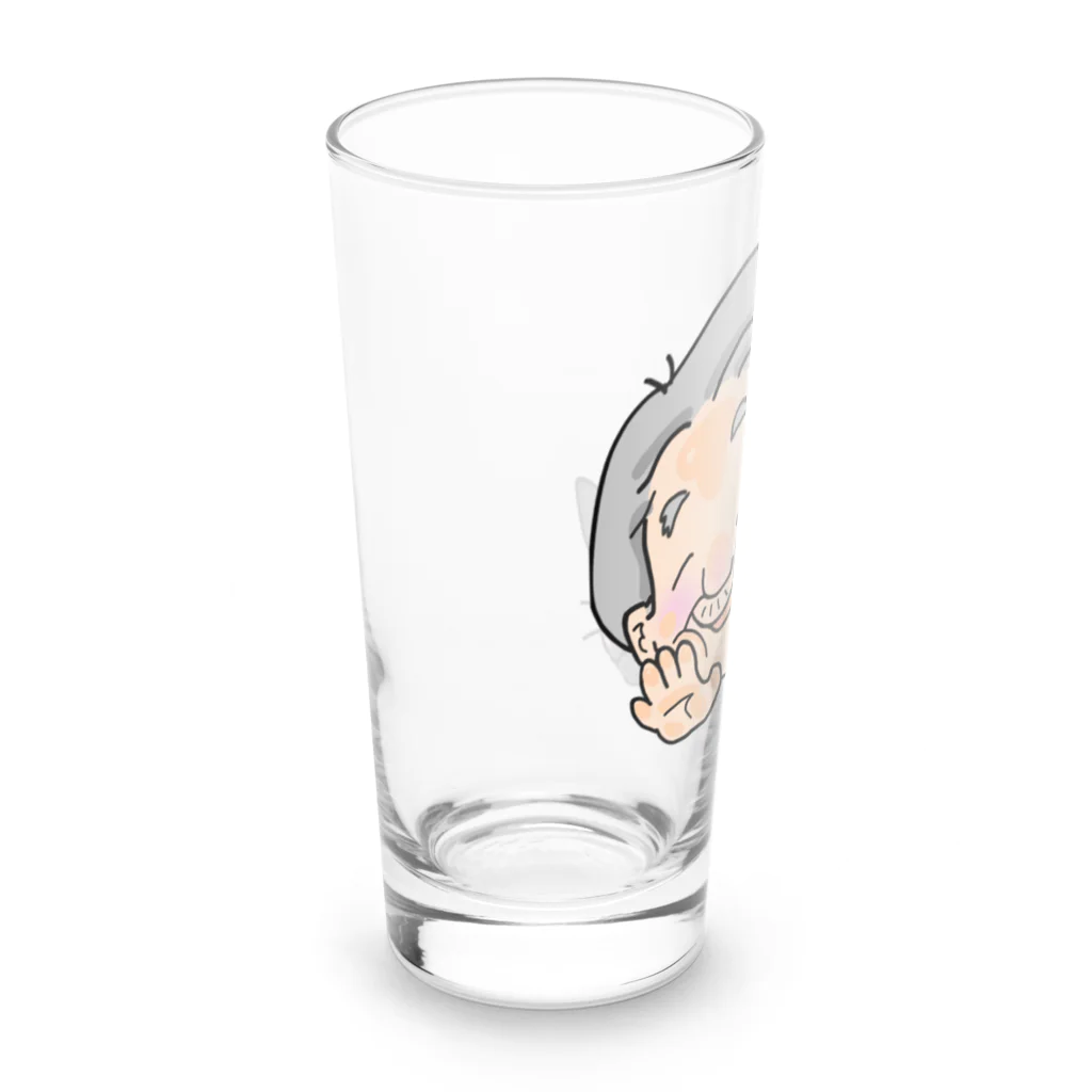 親父と猫のるるのガラス越しに Long Sized Water Glass :left