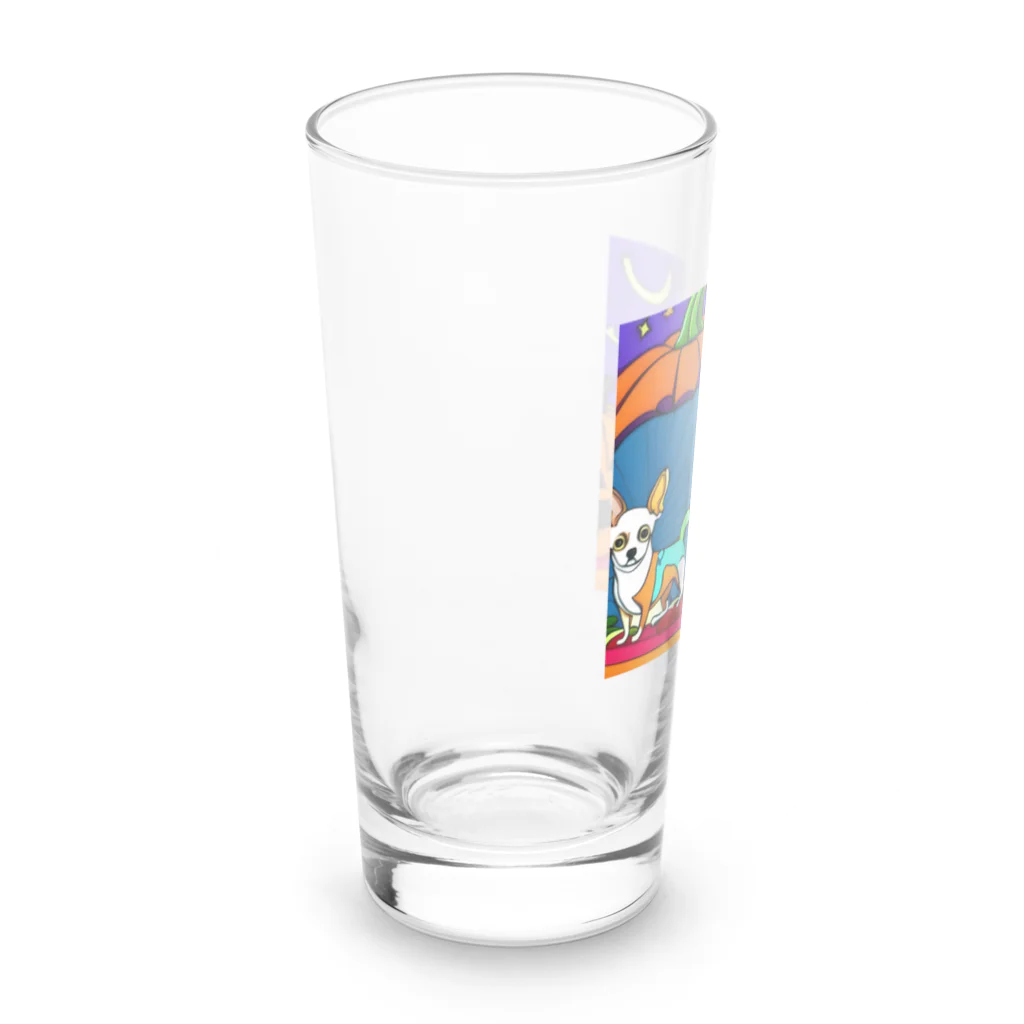 チワワ愛好家ショップのカボチャの秘密！中にはチワワが隠れている Long Sized Water Glass :left