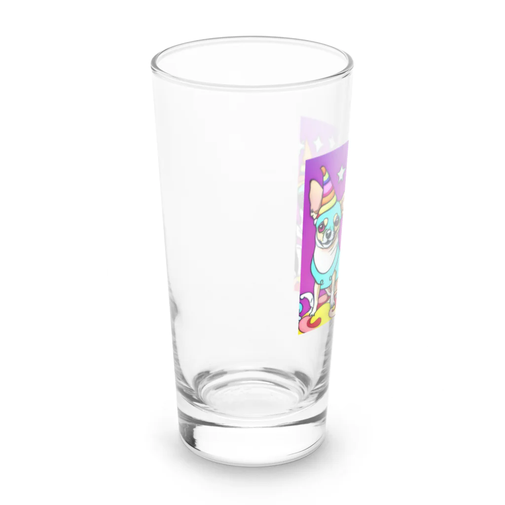 チワワ愛好家ショップのかぼちゃ大騒動！ハロウィン・チワワトリオの楽しいパーティー Long Sized Water Glass :left