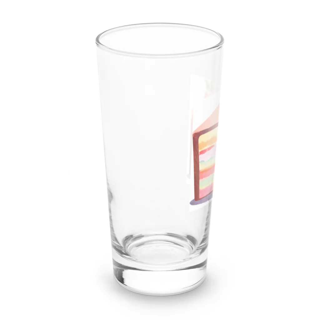 萌え断グッズの苺ケーキの断面 -とろける虹- Long Sized Water Glass :left