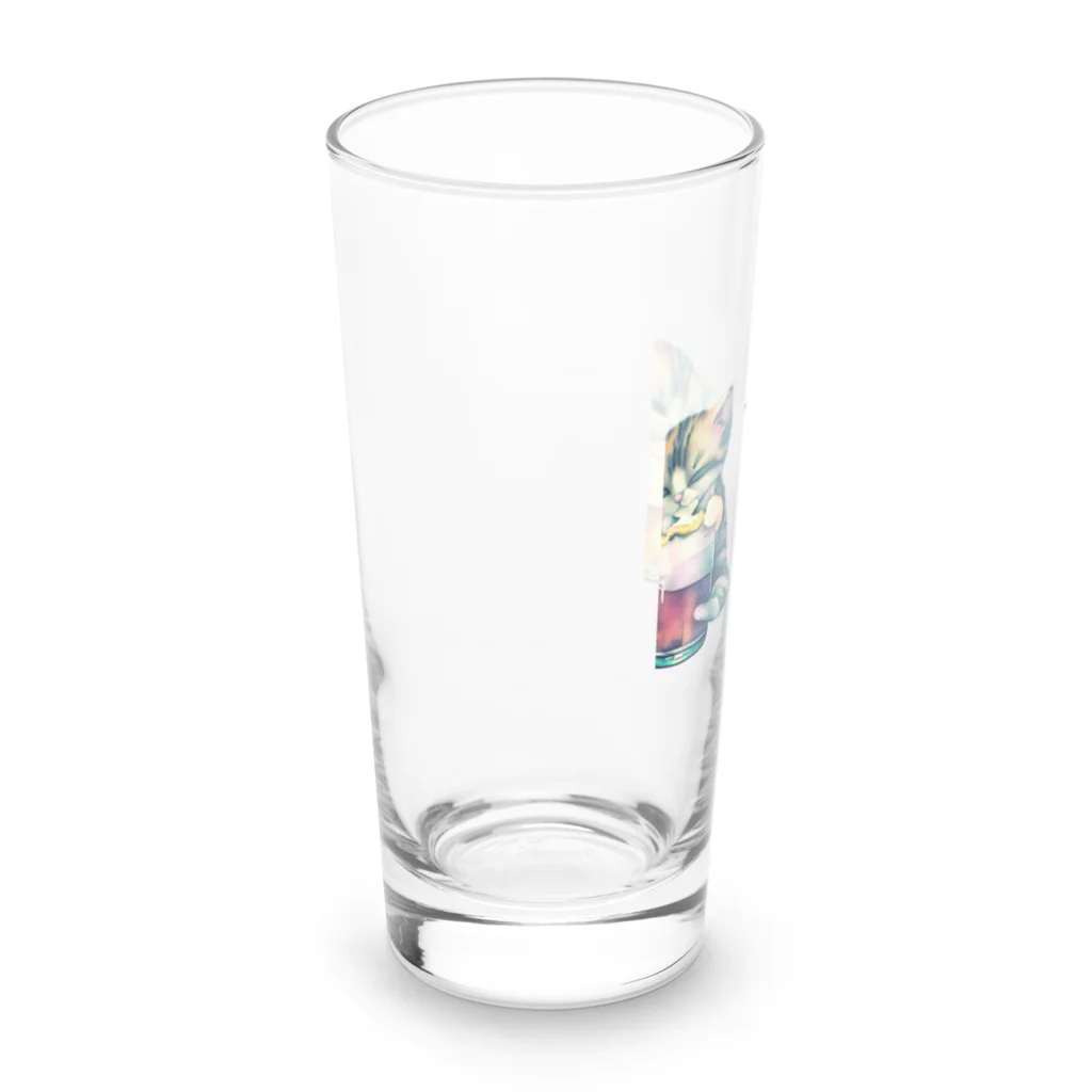 ✴︎Tiara shop✴︎のビール好きの子猫 Long Sized Water Glass :left