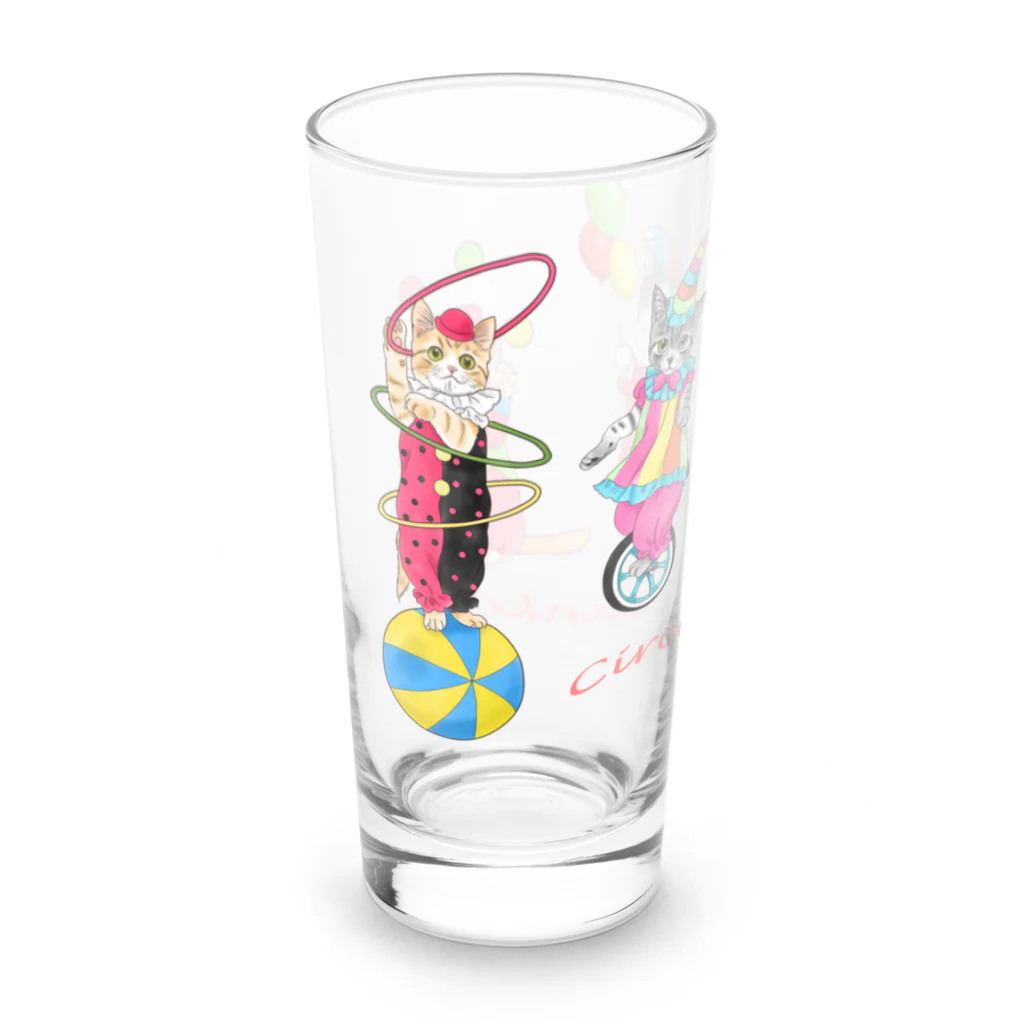 Ａｔｅｌｉｅｒ　Ｈｅｕｒｅｕｘのサーカスにゃんこ　４ピエロにゃんず Long Sized Water Glass :left