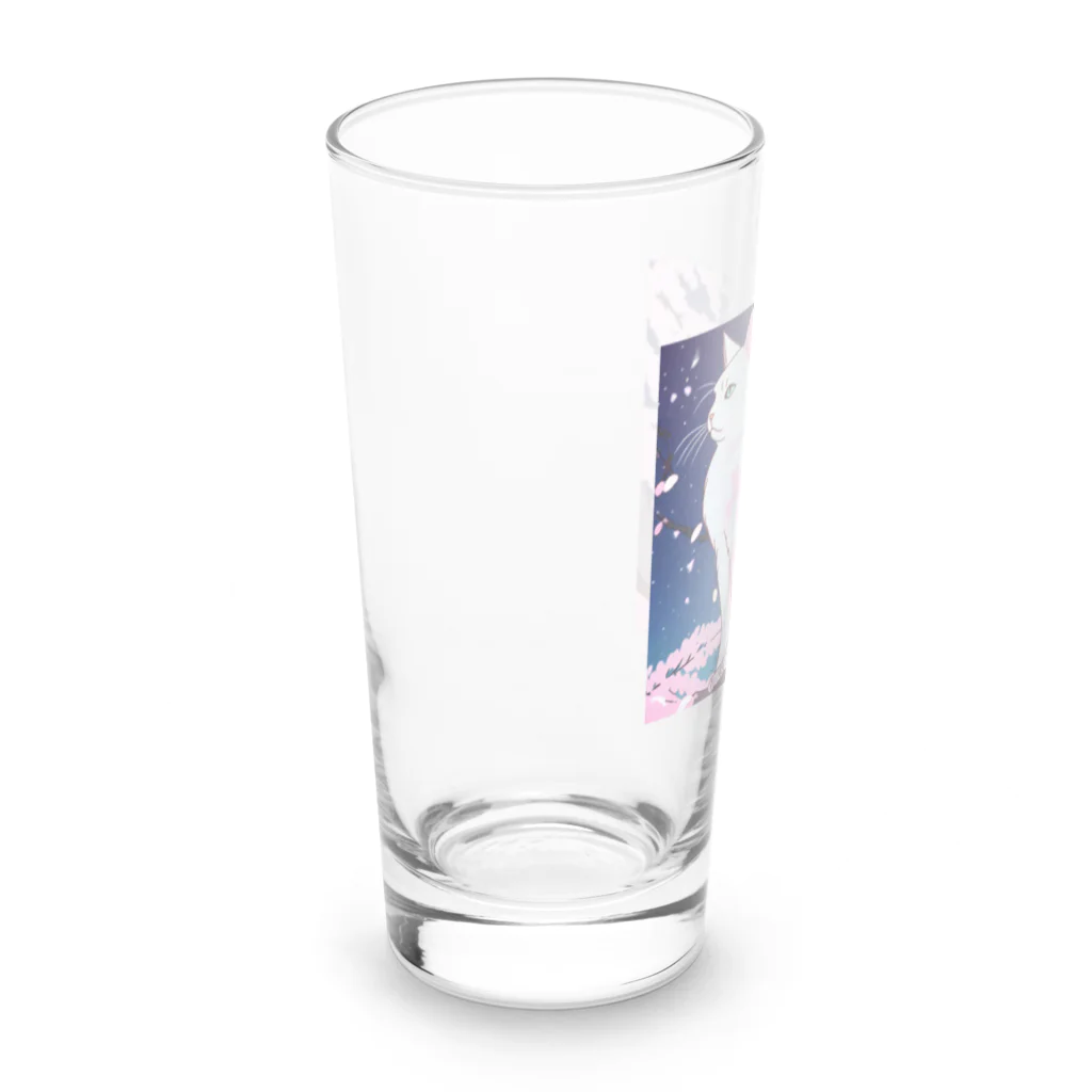 ことこと♂@トレーダーの白猫　夜 Long Sized Water Glass :left