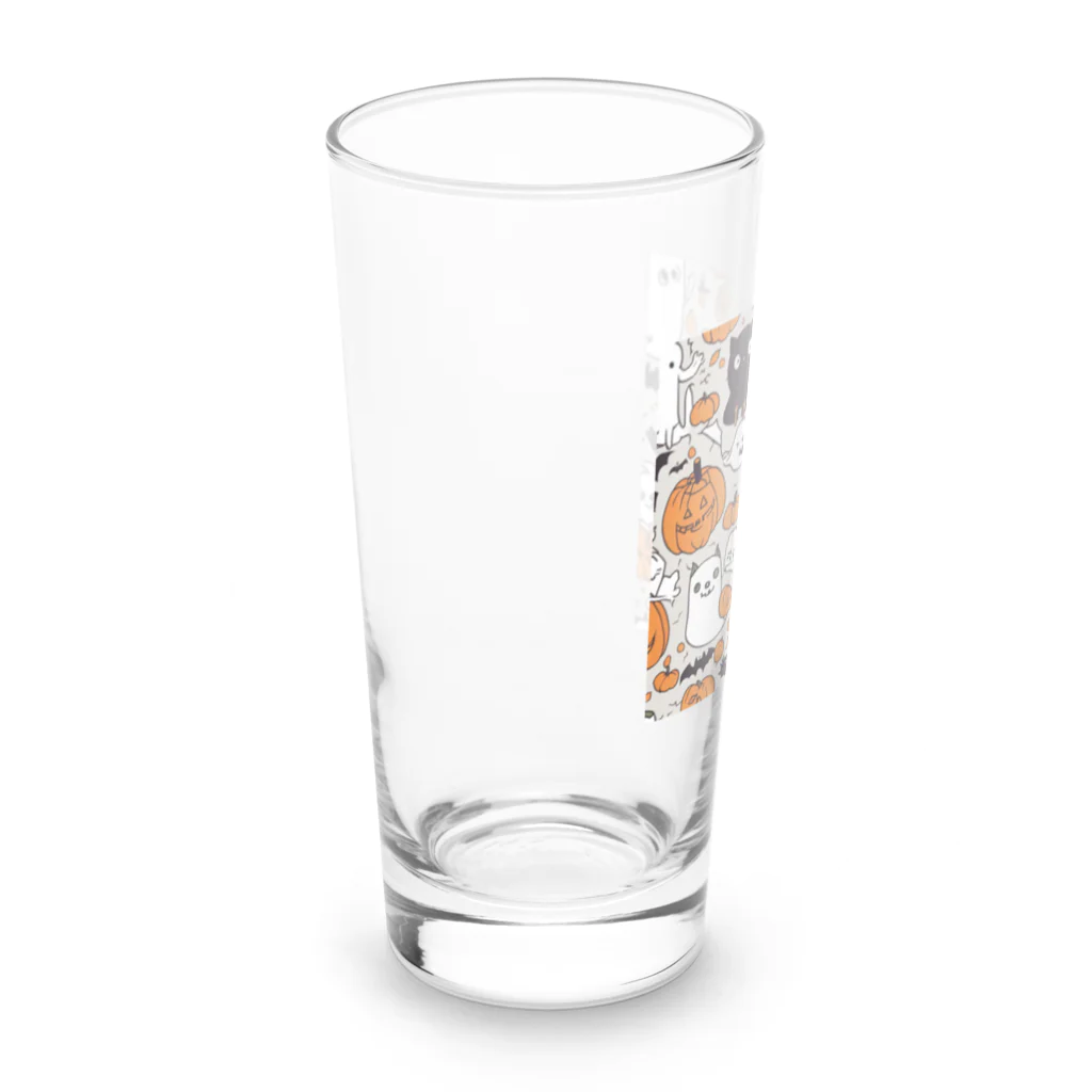 猫猫猫のハロウィン　猫　かぼちゃ Long Sized Water Glass :left