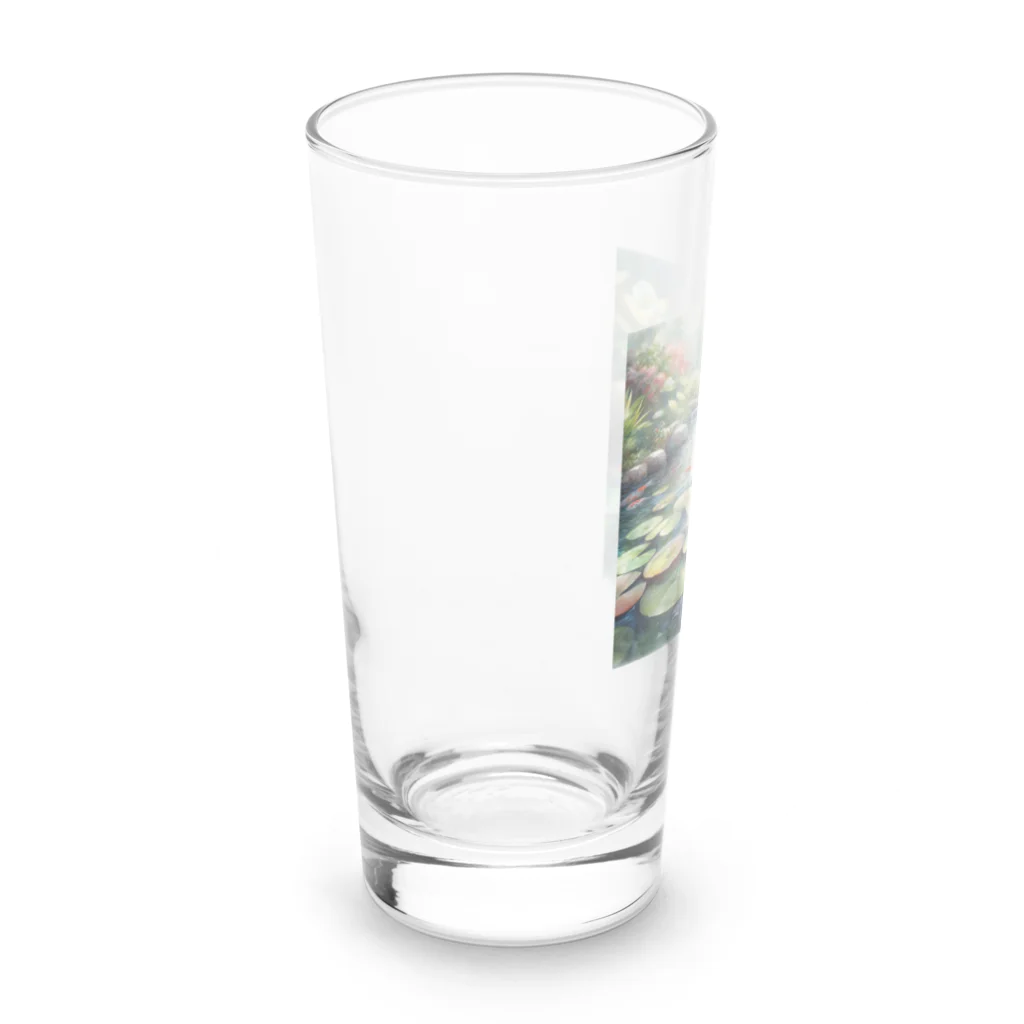 ワンダーワールド・ワンストップの鯉が泳ぐ池　水彩画調② Long Sized Water Glass :left