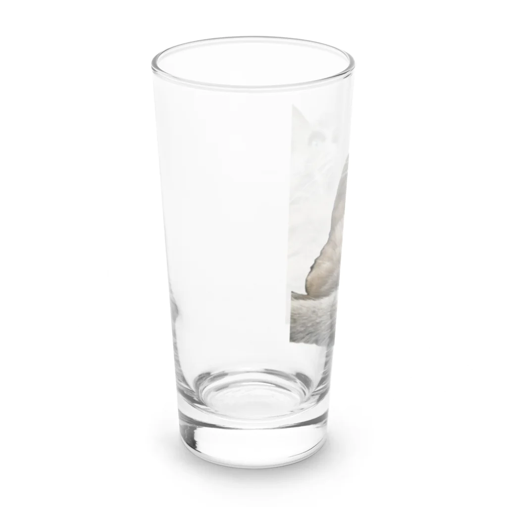 グレージュ猫ロッタン🐈‍⬛のよそ見ロッタン Long Sized Water Glass :left