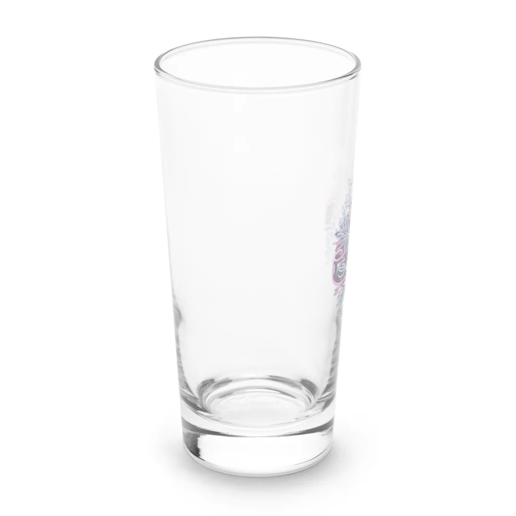 N SAUNA LOGOのネオン風花柄サウナロゴ11　花柄ver.4 Long Sized Water Glass :left