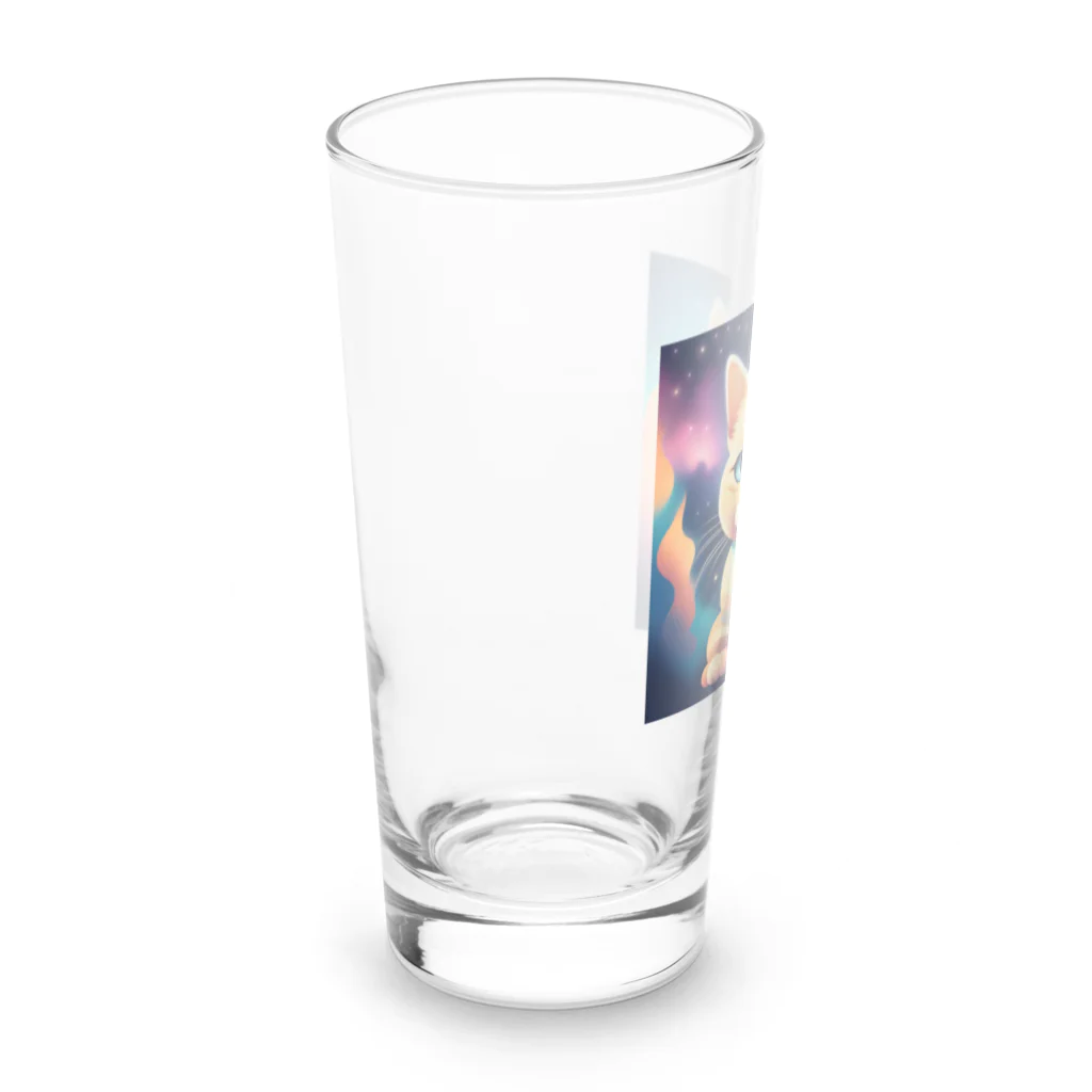 猫の憩い場の夜空を見つめる猫 Long Sized Water Glass :left