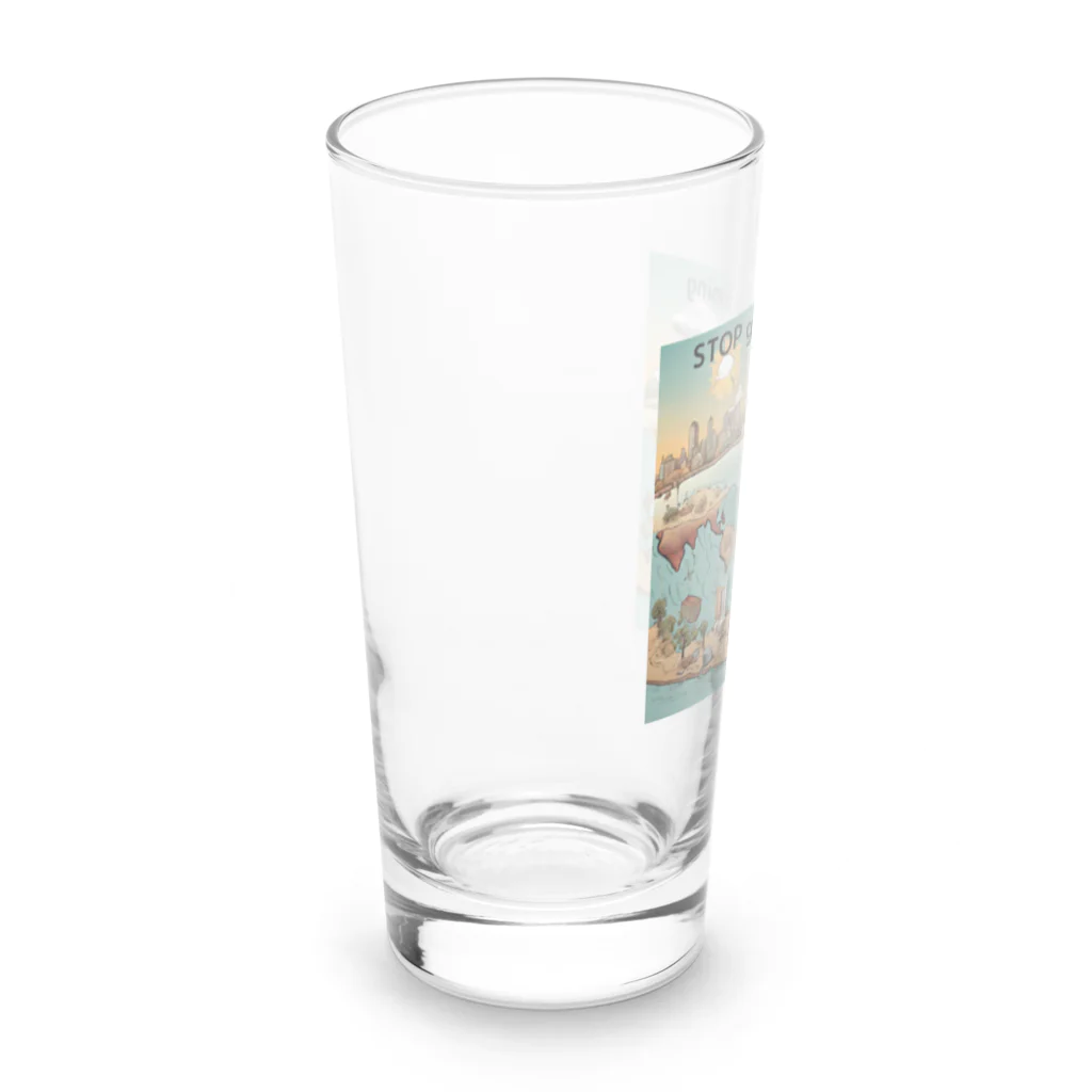 akarityanのstop　地球温暖化 Long Sized Water Glass :left