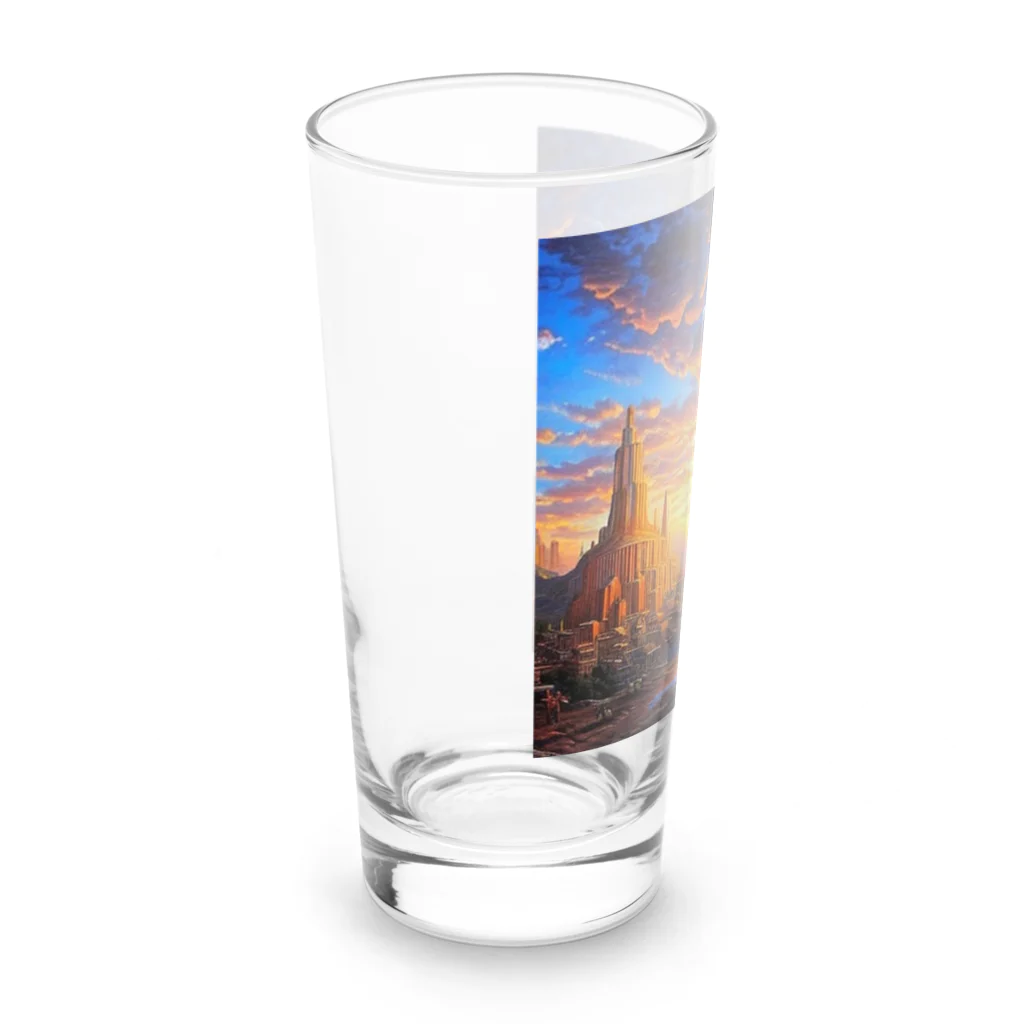 宇宙開発デザイン科の夕陽の中の城 Long Sized Water Glass :left