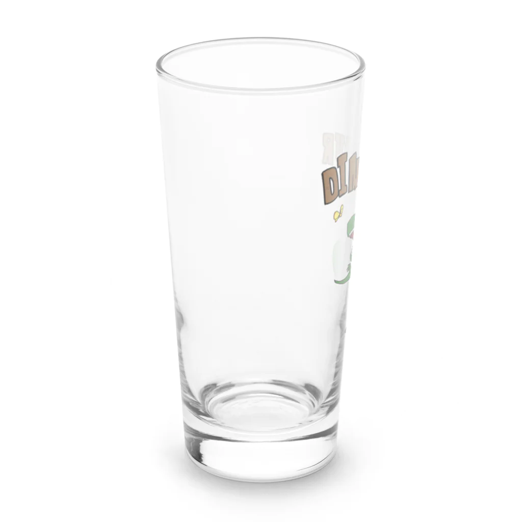 Wolf_Kamiyamaの恐竜キッズ、チョウチョを見つける Long Sized Water Glass :left