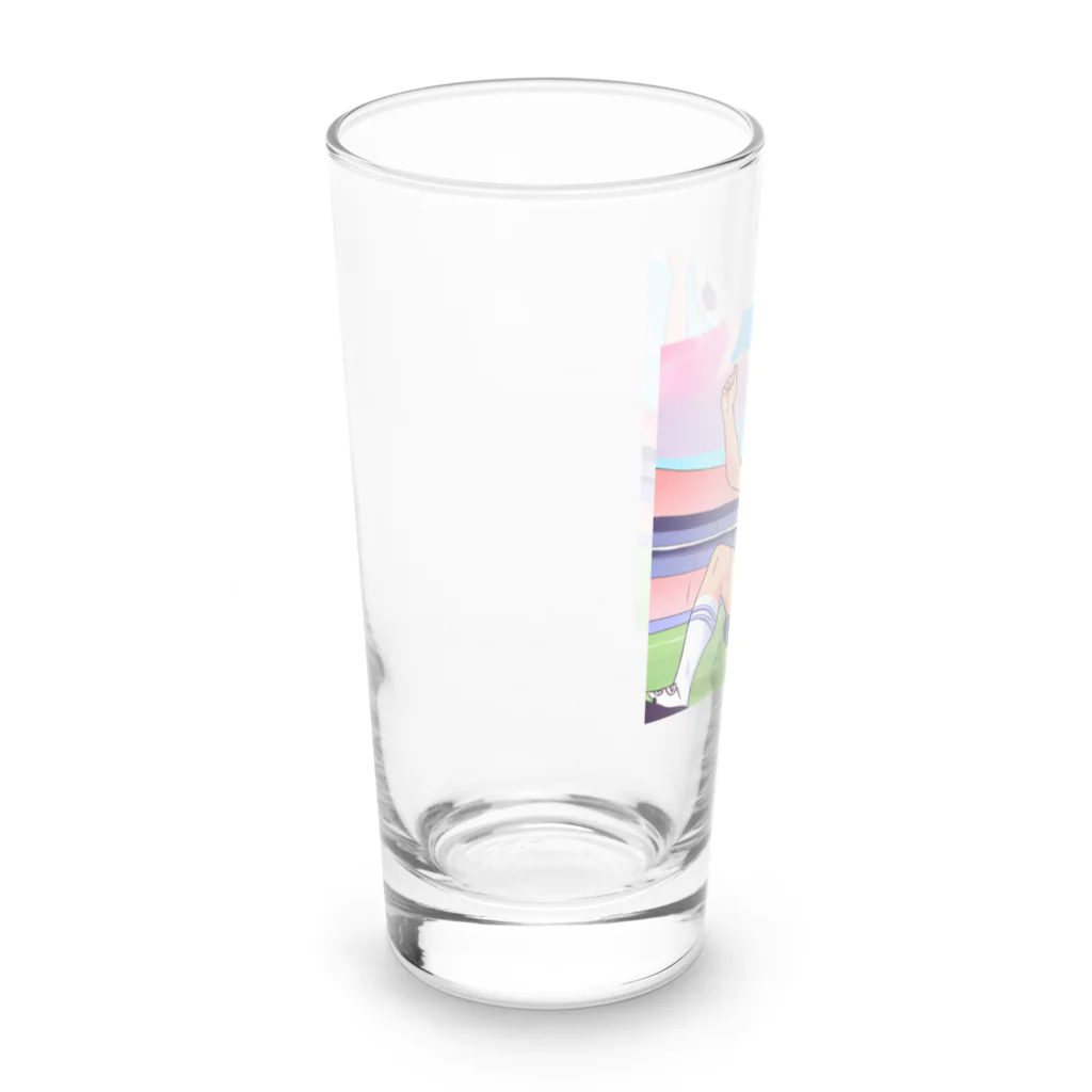 ほっこりグッズBASEのワールドカップ優勝を夢見るサッカー少年 Long Sized Water Glass :left