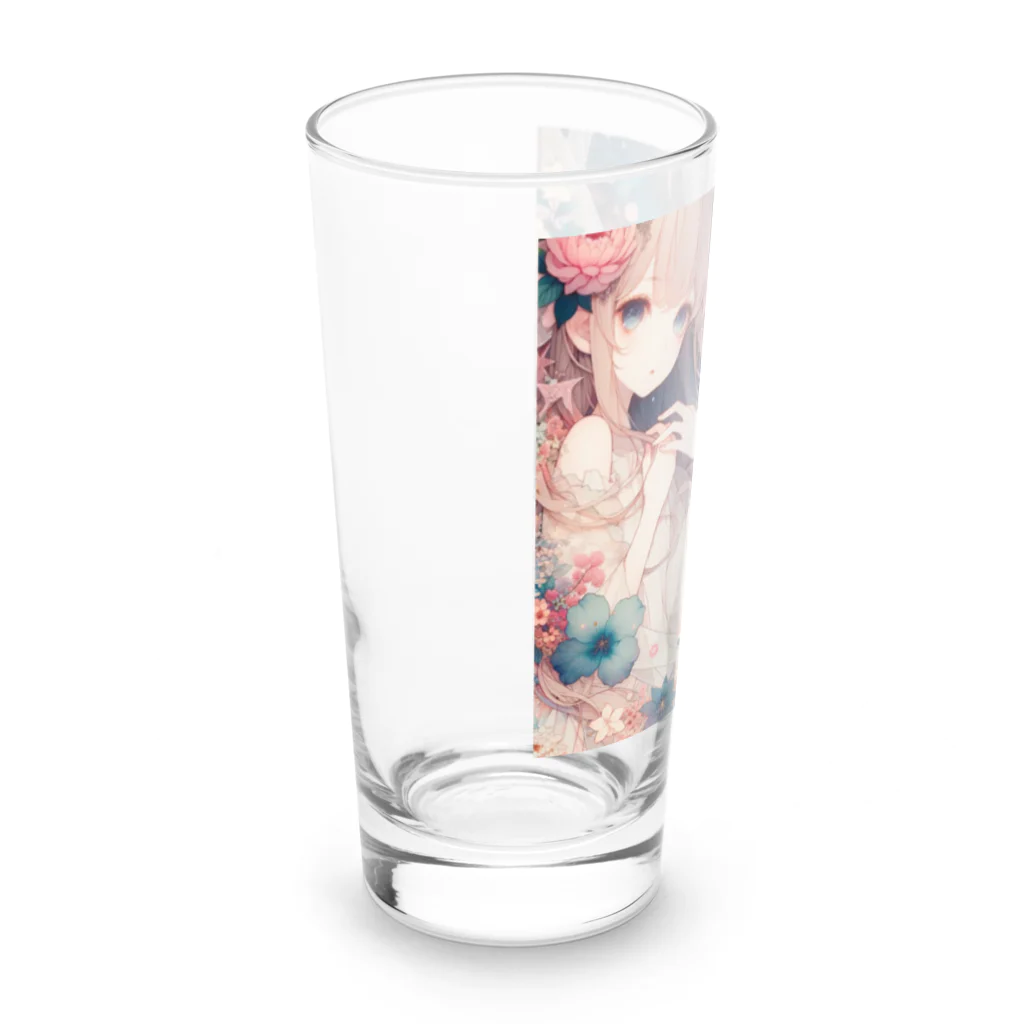 AIと愛とARTのSHOPの花と少女 Long Sized Water Glass :left